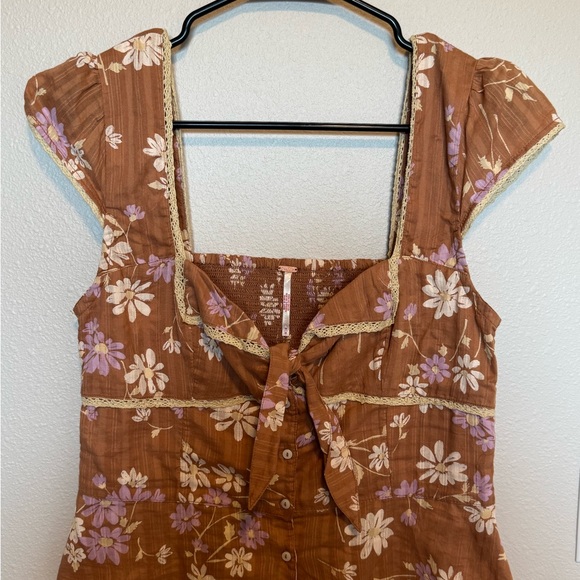 Free People Call Me Baby Blouse In Meerkat Combo Size Medium - Picture 2 of 9